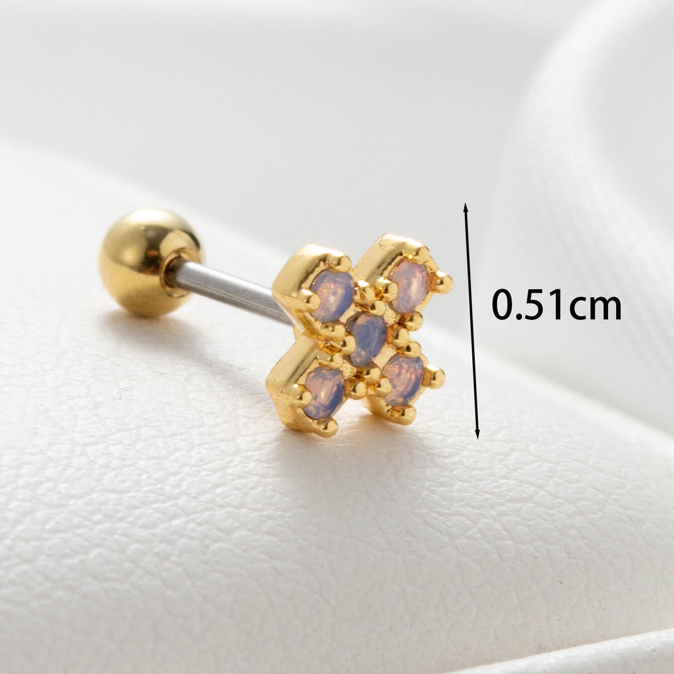 1 Piece Simple Series  Titanium Steel  18K Gold Plated Zircon Women's Stud Earrings h5 